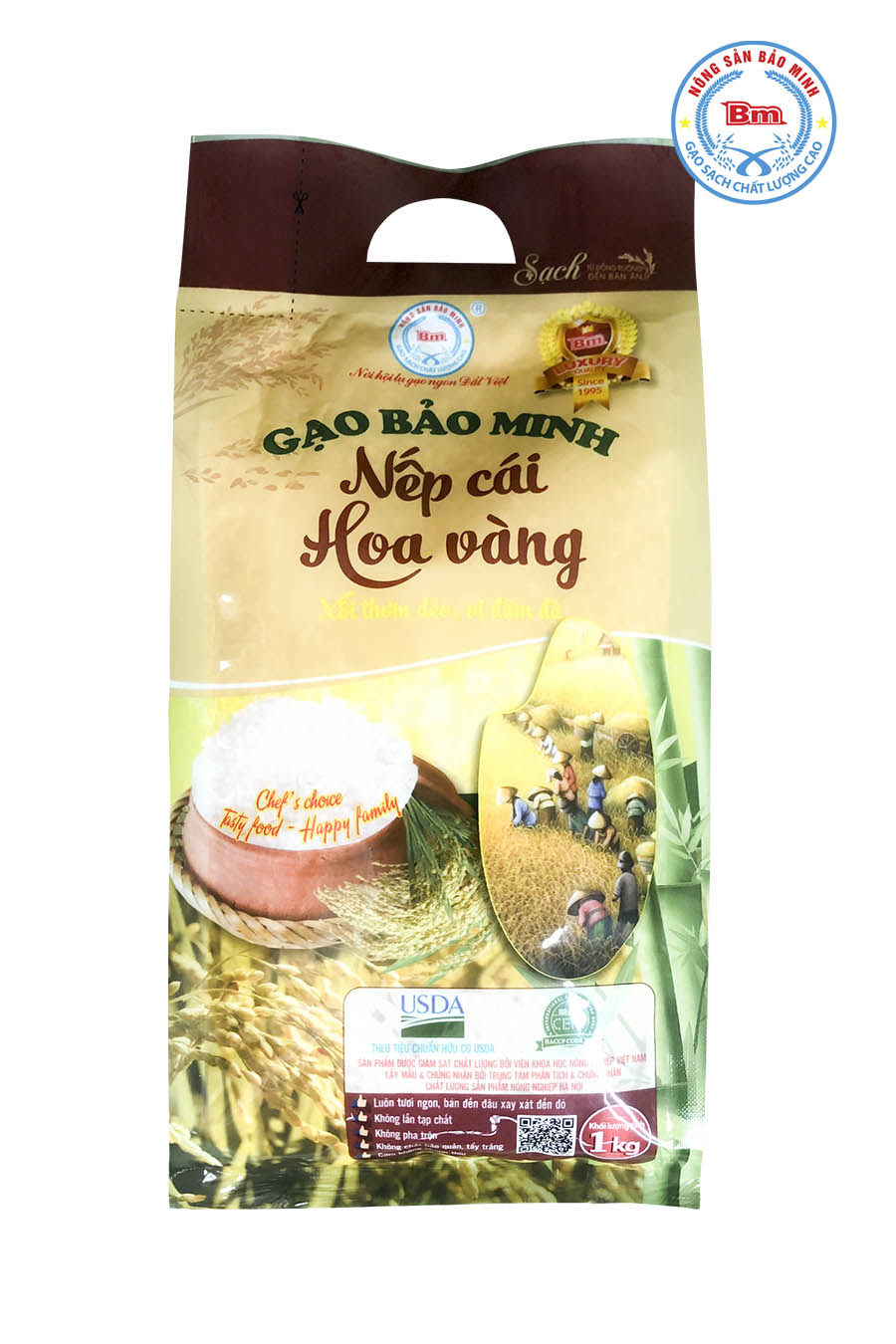 Gạo Nếp Cái Hoa Vàng 1kg - Bảo Minh